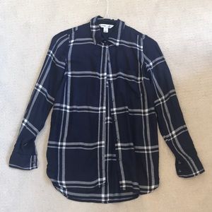 Button down top blue and white